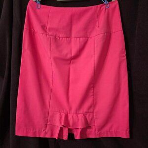 XL Ampersand Hot Pink Pencil with Back Ruffles Midi Lined Skirt 100% Cotton